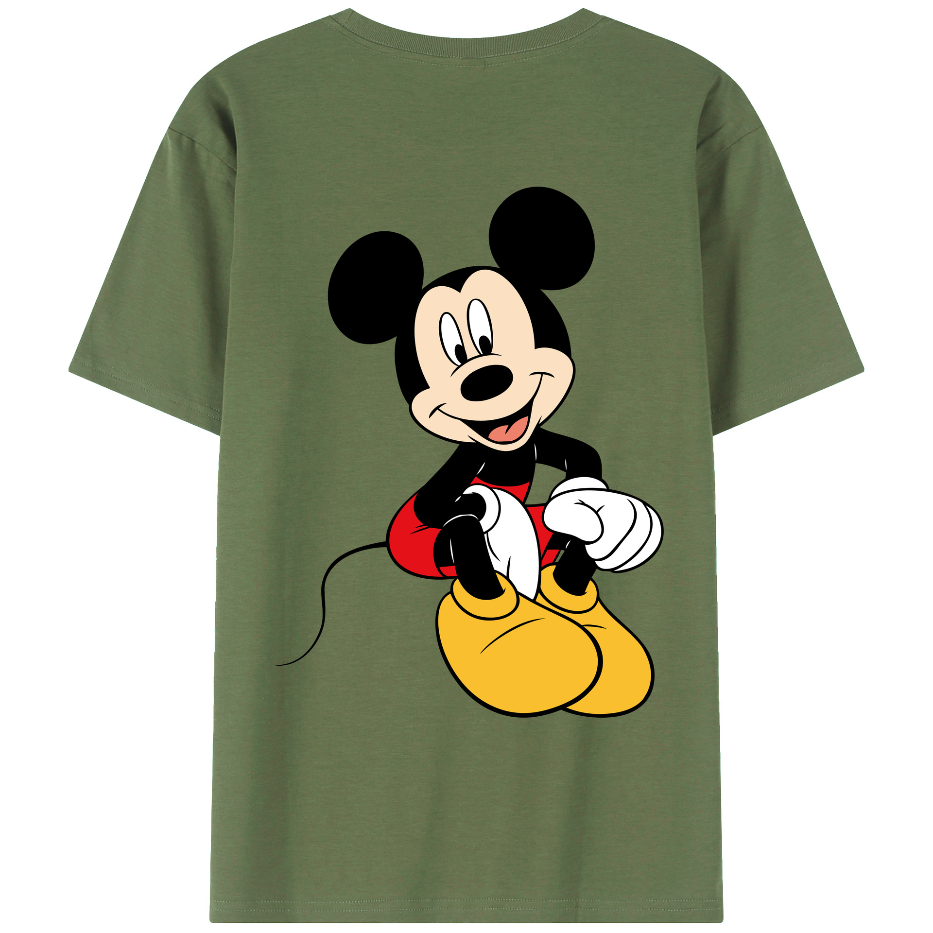 ミッキーマウス Mickey Mouse 綿100％ メンズ半袖Tシャツ（バックプリント） 通気性